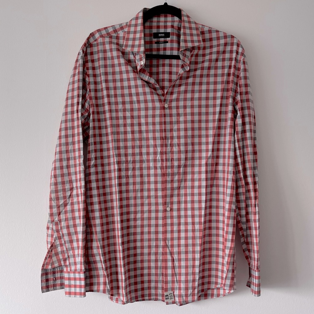 Almost new! Hugo boss checkered shirt slim fit